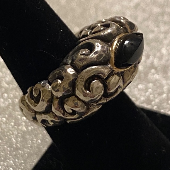 DIAN MALOUF Ring - Sterling Silver - 14K - Onyx - Size 7 - Picture 2 of 12